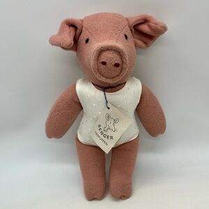 SENGER TIERPUPPEN GERMANY WOOL LAMBSWOOL PINK PIG STUFFED ANIMAL NWT +Moth Holes